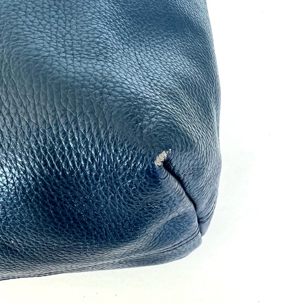 CUYANA Classic Easy Navy Pebbled Leather Large Shopping Bag Shoulder Bag Tote - Picture 10 of 16
